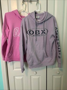 OBX Lavender Pullover Hoodie - Outer Banks Graphic plus Pink Gap Hoodie Size M